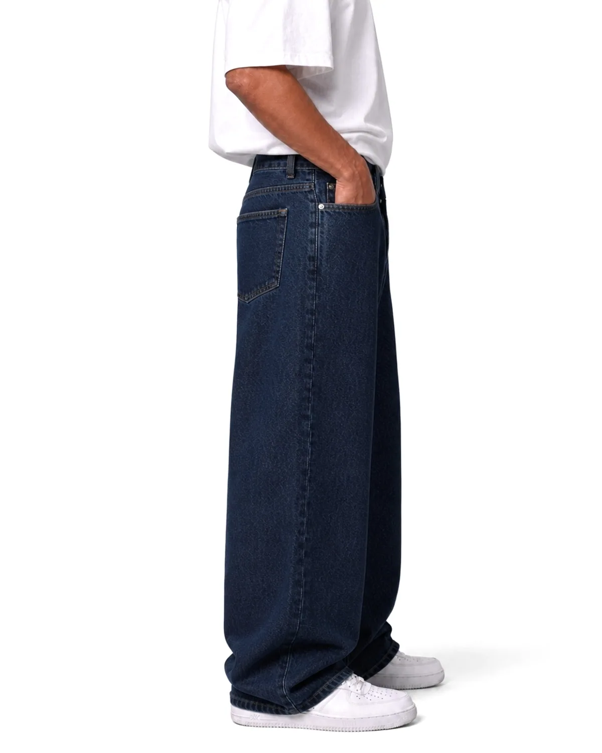 DENVOX Wide Signal Dark Blue Wide Leg Jeans for Men - High Rise, Regular Length