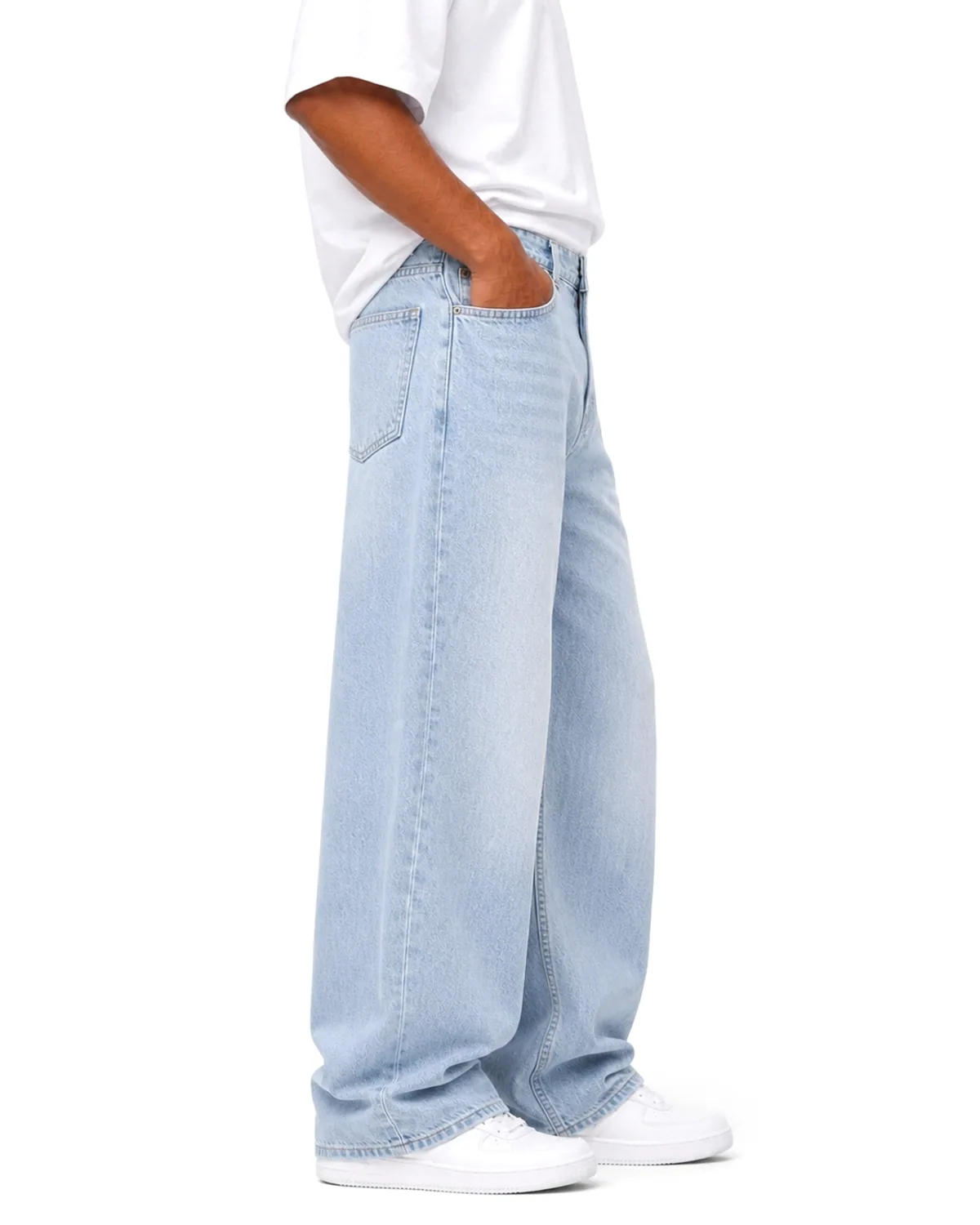 DENVOX Wide Signal Light Blue Wide Leg Jeans for Men - High Rise, Regular Length