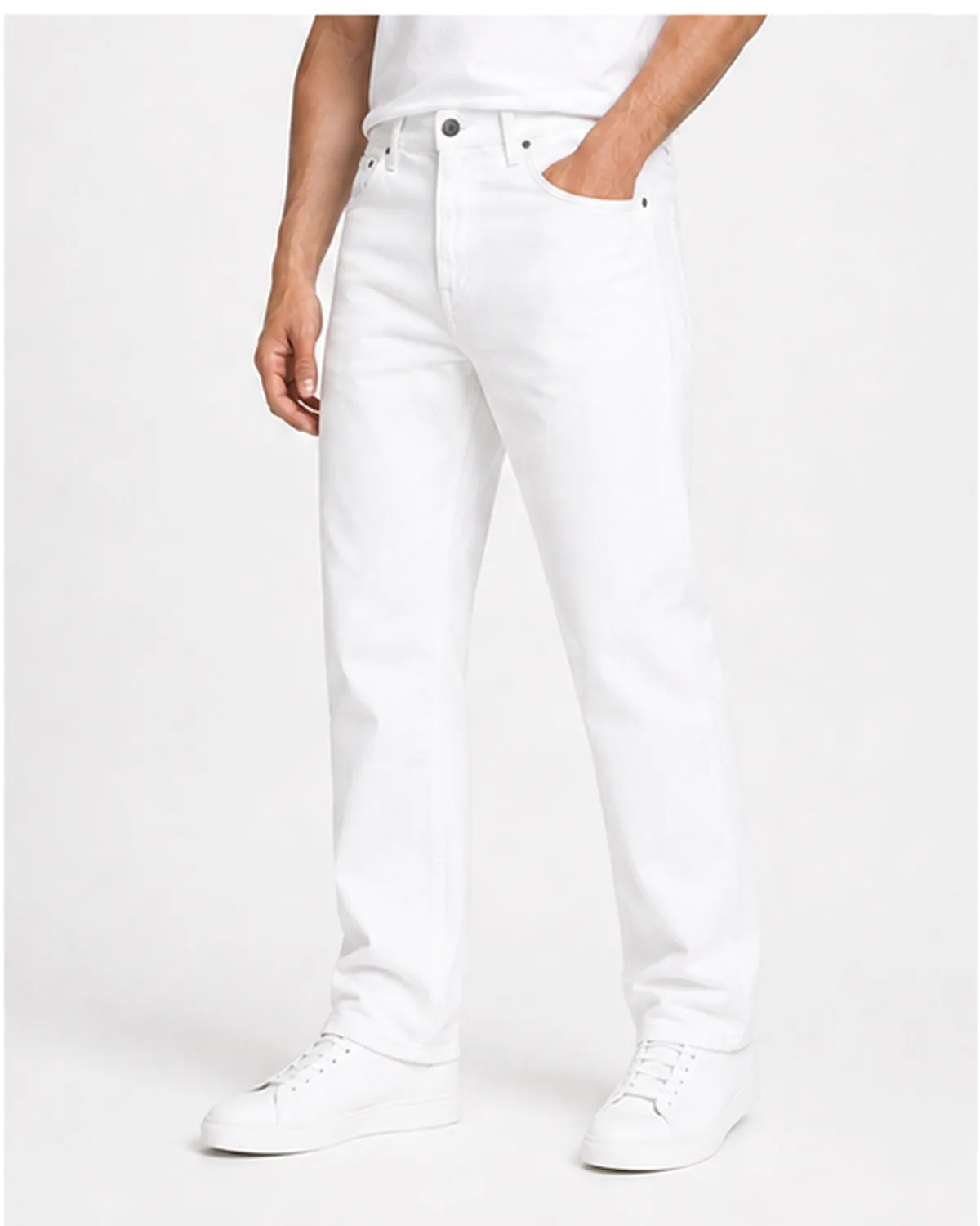 DENVOX Softline White Relaxed Fit Jeans for Men - High Rise, Regular Length
