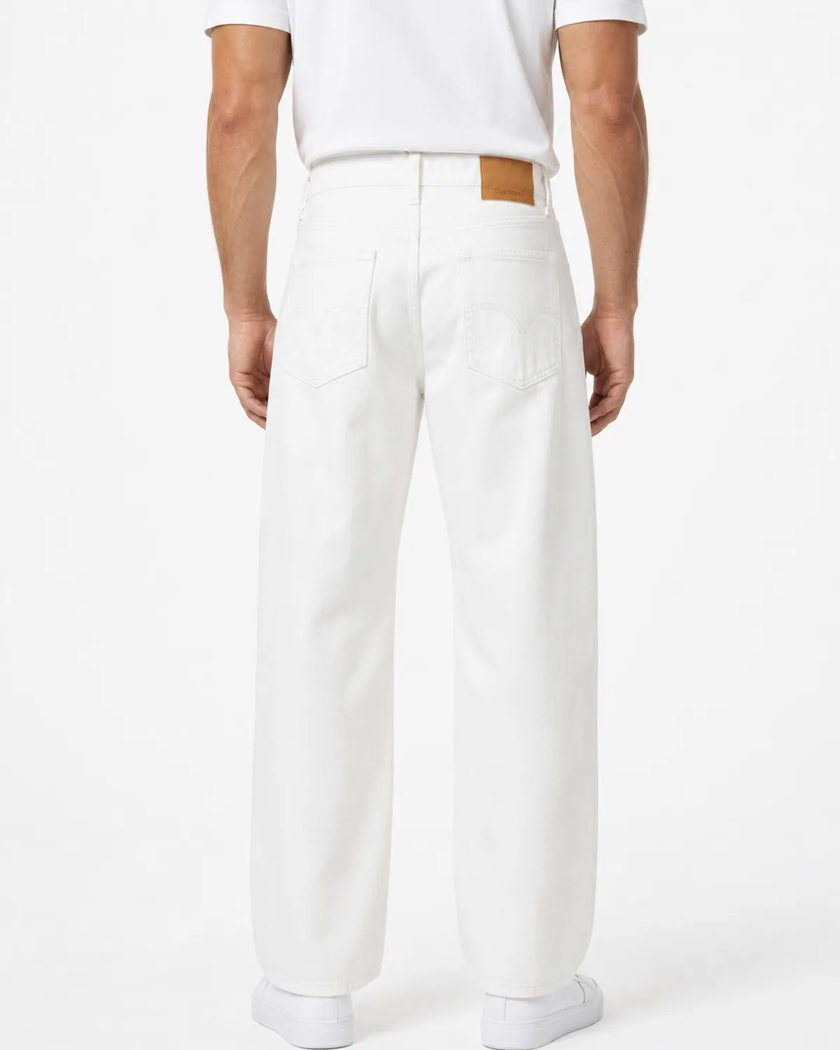 DENVOX Shift White Baggy Jeans for Men - High Rise, Regular Length