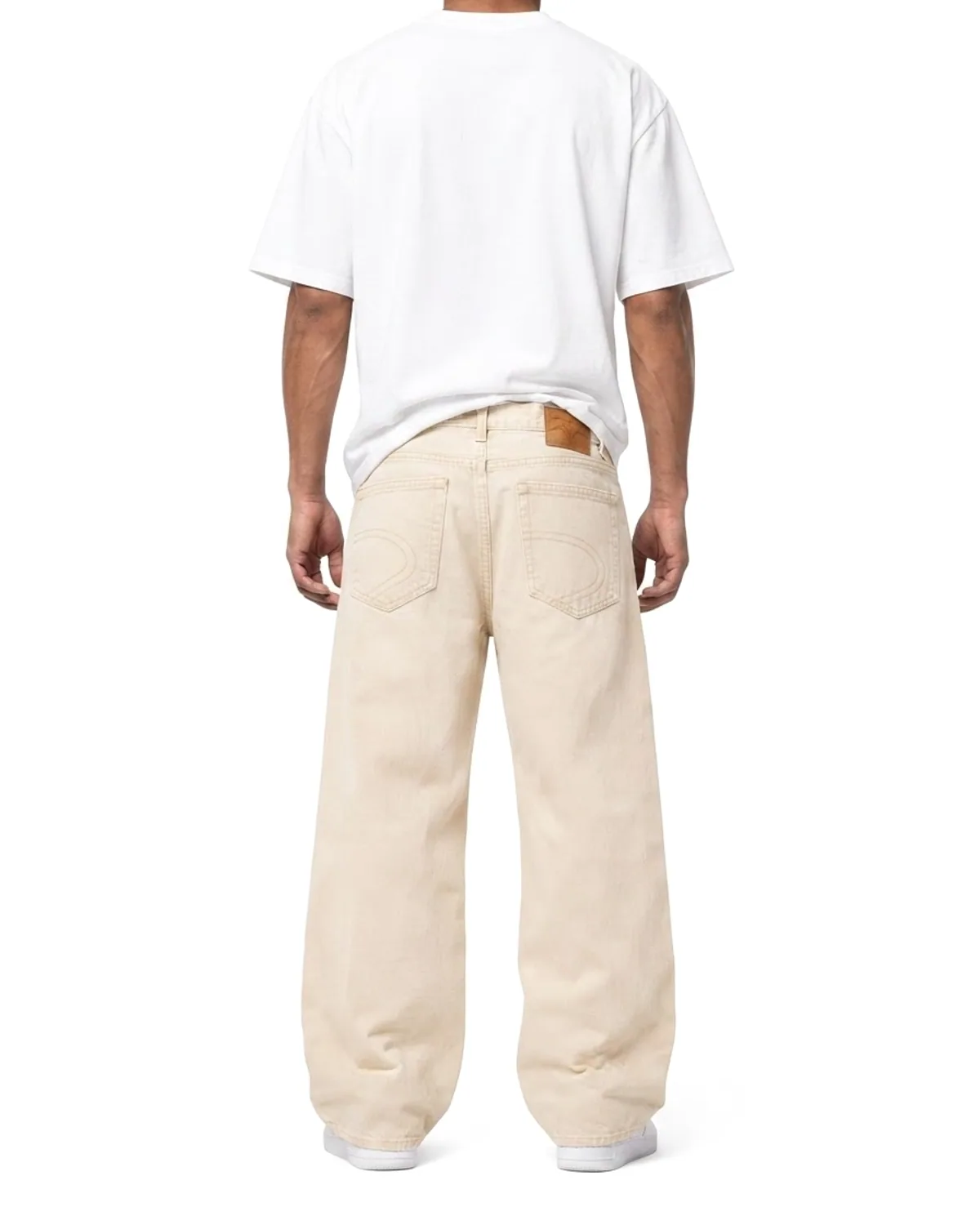 DENVOX Shift Ecru Baggy Jeans for Men - Low Rise, Regular Length