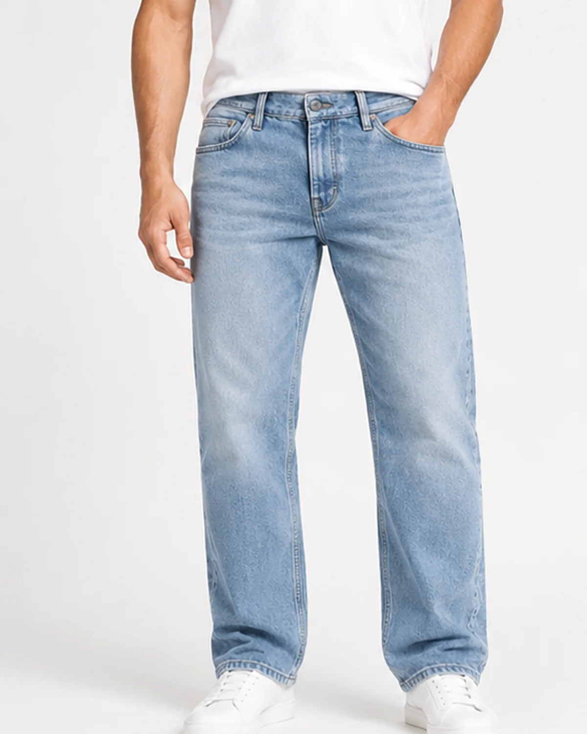 DENVOX Softline Light Blue Relaxed Fit Jeans for Men - Mid Rise, Regular Length