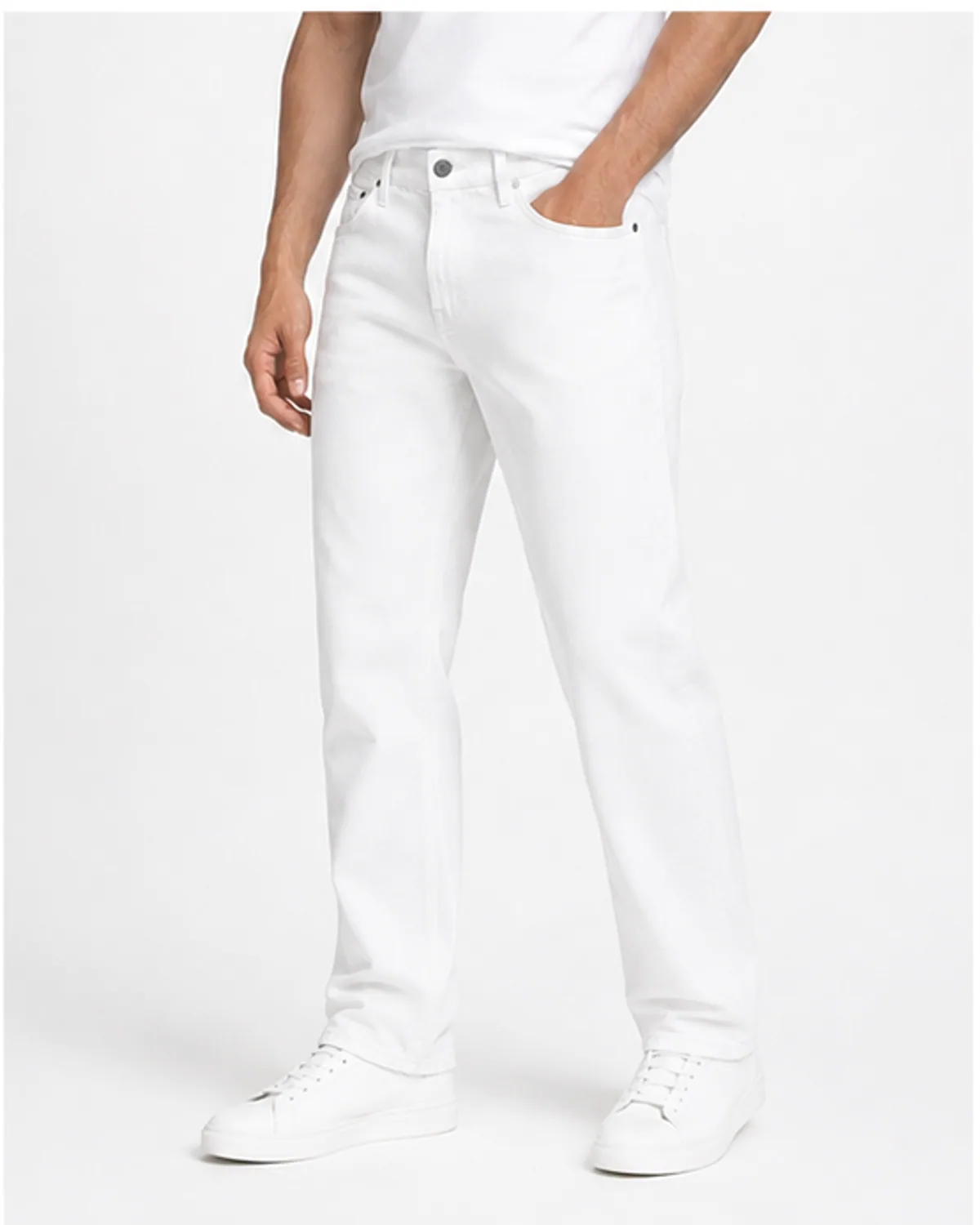 DENVOX Softline White Relaxed Fit Jeans for Men - Mid Rise, Regular Length
