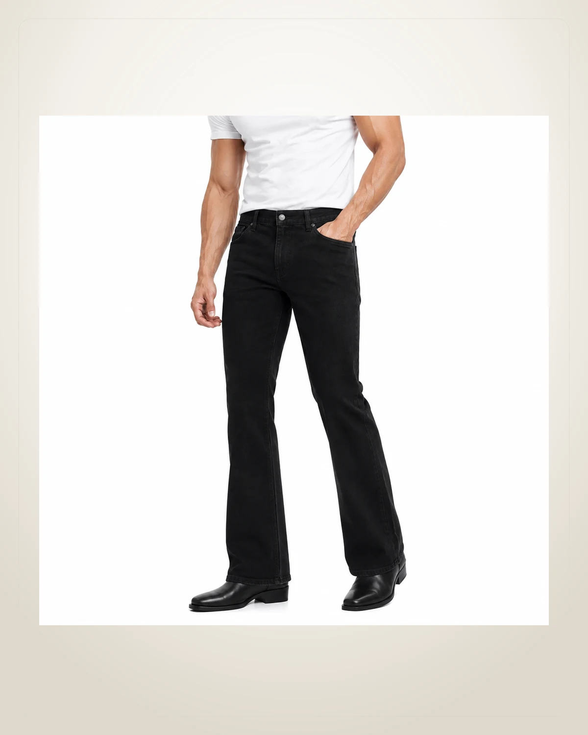 DENVOX Night Break Black Bootcut Jeans for Men - Mid Rise, Regular Length