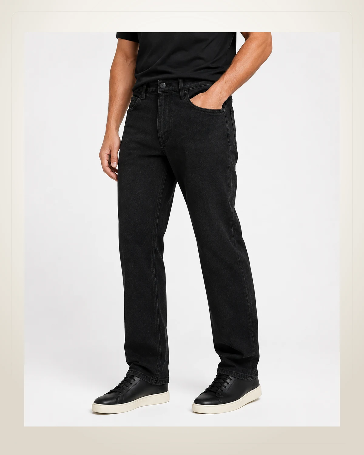 DENVOX Coreform Black Regular Fit Jeans for Men - Mid Rise, Regular Length